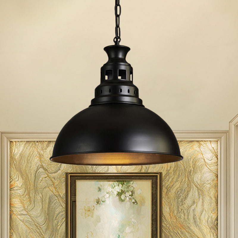 Black/Brass 1-Light Hanging Light Fixture Loft Style Metallic Dome Shade Ceiling Pendant for Dining Room Clearhalo 'Art Deco Pendants' 'Black' 'Cast Iron' 'Ceiling Lights' 'Ceramic' 'Crystal' 'Industrial Pendants' 'Industrial' 'Metal' 'Middle Century Pendants' 'Pendant Lights' 'Pendants' 'Rustic Pendants' 'Tiffany' Lighting' 2181929
