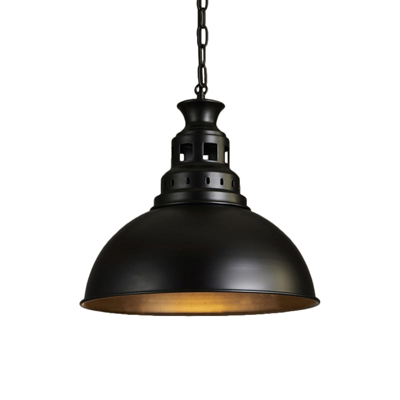 Black/Brass 1-Light Hanging Light Fixture Loft Style Metallic Dome Shade Ceiling Pendant for Dining Room Clearhalo 'Art Deco Pendants' 'Black' 'Cast Iron' 'Ceiling Lights' 'Ceramic' 'Crystal' 'Industrial Pendants' 'Industrial' 'Metal' 'Middle Century Pendants' 'Pendant Lights' 'Pendants' 'Rustic Pendants' 'Tiffany' Lighting' 2181931