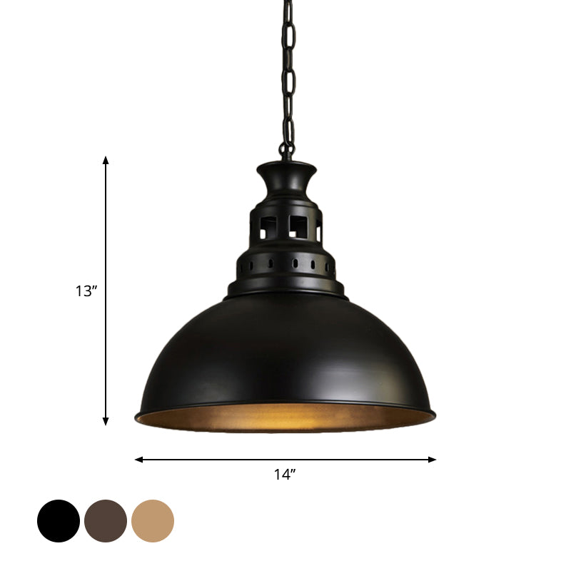 Black/Brass 1-Light Hanging Light Fixture Loft Style Metallic Dome Shade Ceiling Pendant for Dining Room Clearhalo 'Art Deco Pendants' 'Black' 'Cast Iron' 'Ceiling Lights' 'Ceramic' 'Crystal' 'Industrial Pendants' 'Industrial' 'Metal' 'Middle Century Pendants' 'Pendant Lights' 'Pendants' 'Rustic Pendants' 'Tiffany' Lighting' 2181932