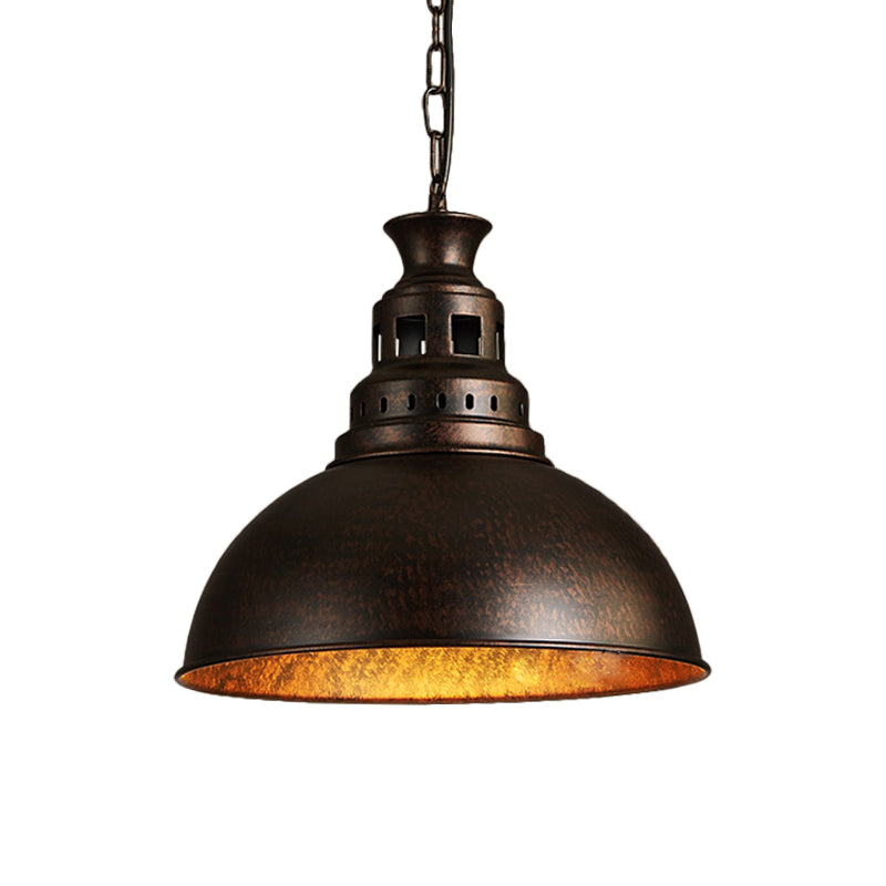 Black/Brass 1-Light Hanging Light Fixture Loft Style Metallic Dome Shade Ceiling Pendant for Dining Room Clearhalo 'Art Deco Pendants' 'Black' 'Cast Iron' 'Ceiling Lights' 'Ceramic' 'Crystal' 'Industrial Pendants' 'Industrial' 'Metal' 'Middle Century Pendants' 'Pendant Lights' 'Pendants' 'Rustic Pendants' 'Tiffany' Lighting' 2181936