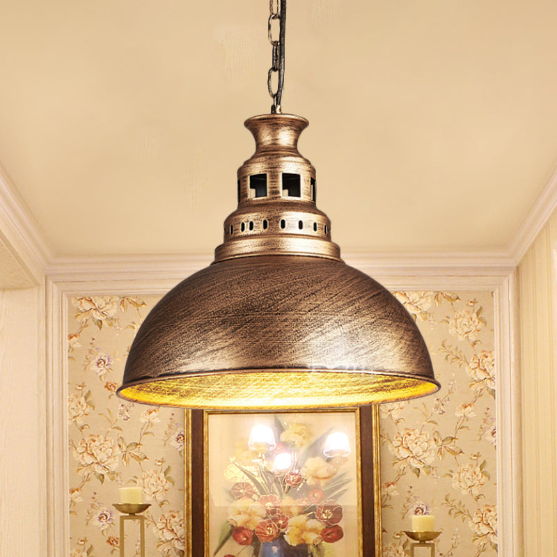 Black/Brass 1-Light Hanging Light Fixture Loft Style Metallic Dome Shade Ceiling Pendant for Dining Room Brass Clearhalo 'Art Deco Pendants' 'Black' 'Cast Iron' 'Ceiling Lights' 'Ceramic' 'Crystal' 'Industrial Pendants' 'Industrial' 'Metal' 'Middle Century Pendants' 'Pendant Lights' 'Pendants' 'Rustic Pendants' 'Tiffany' Lighting' 2181937