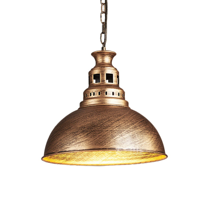 Black/Brass 1-Light Hanging Light Fixture Loft Style Metallic Dome Shade Ceiling Pendant for Dining Room Clearhalo 'Art Deco Pendants' 'Black' 'Cast Iron' 'Ceiling Lights' 'Ceramic' 'Crystal' 'Industrial Pendants' 'Industrial' 'Metal' 'Middle Century Pendants' 'Pendant Lights' 'Pendants' 'Rustic Pendants' 'Tiffany' Lighting' 2181939