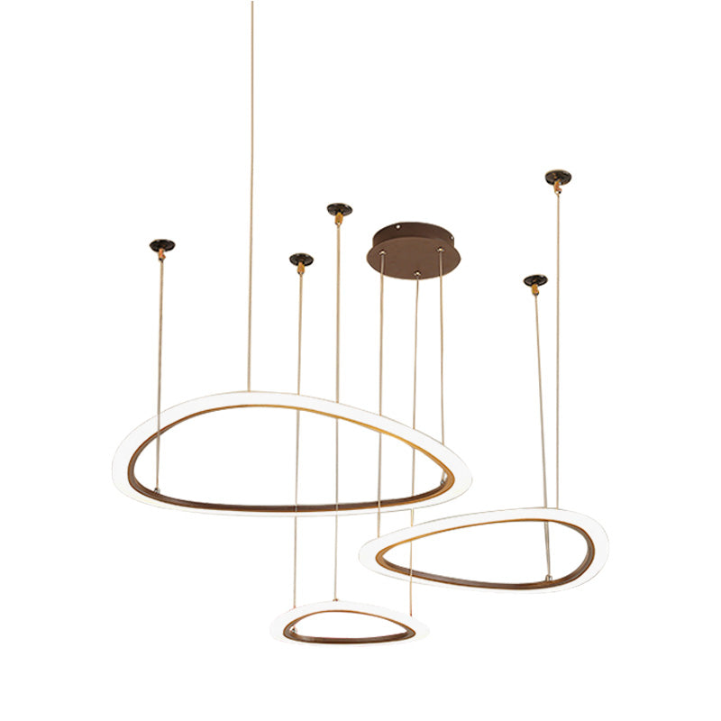 Tiered Ceiling Chandelier Simple Acrylic 3/4 Heads Brown Pendant Light Fixture in White/Warm/Natural Light Clearhalo 'Ceiling Lights' 'Chandeliers' 'Modern Chandeliers' 'Modern' Lighting' 218194