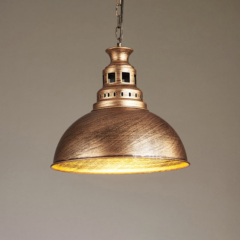 Black/Brass 1-Light Hanging Light Fixture Loft Style Metallic Dome Shade Ceiling Pendant for Dining Room Clearhalo 'Art Deco Pendants' 'Black' 'Cast Iron' 'Ceiling Lights' 'Ceramic' 'Crystal' 'Industrial Pendants' 'Industrial' 'Metal' 'Middle Century Pendants' 'Pendant Lights' 'Pendants' 'Rustic Pendants' 'Tiffany' Lighting' 2181940