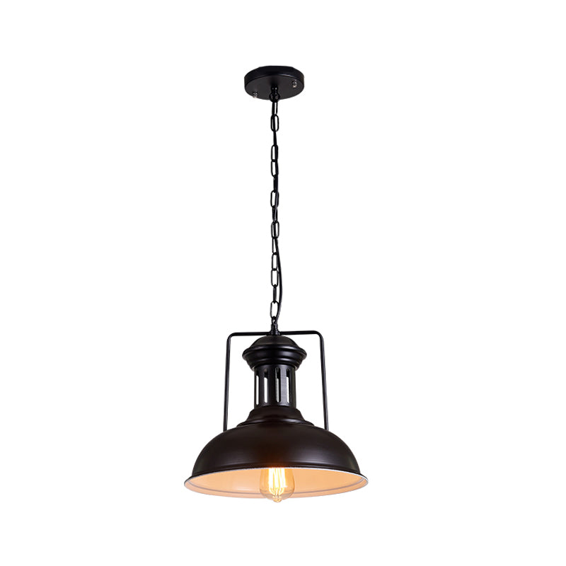 Iron Black Ceiling Pendant Bowl Shade 1-Head Industrial Style Hanging Lighting for Dining Room, 12.5"/16.5" Wide Clearhalo 'Art Deco Pendants' 'Black' 'Cast Iron' 'Ceiling Lights' 'Ceramic' 'Crystal' 'Industrial Pendants' 'Industrial' 'Metal' 'Middle Century Pendants' 'Pendant Lights' 'Pendants' 'Rustic Pendants' 'Tiffany' Lighting' 2181951