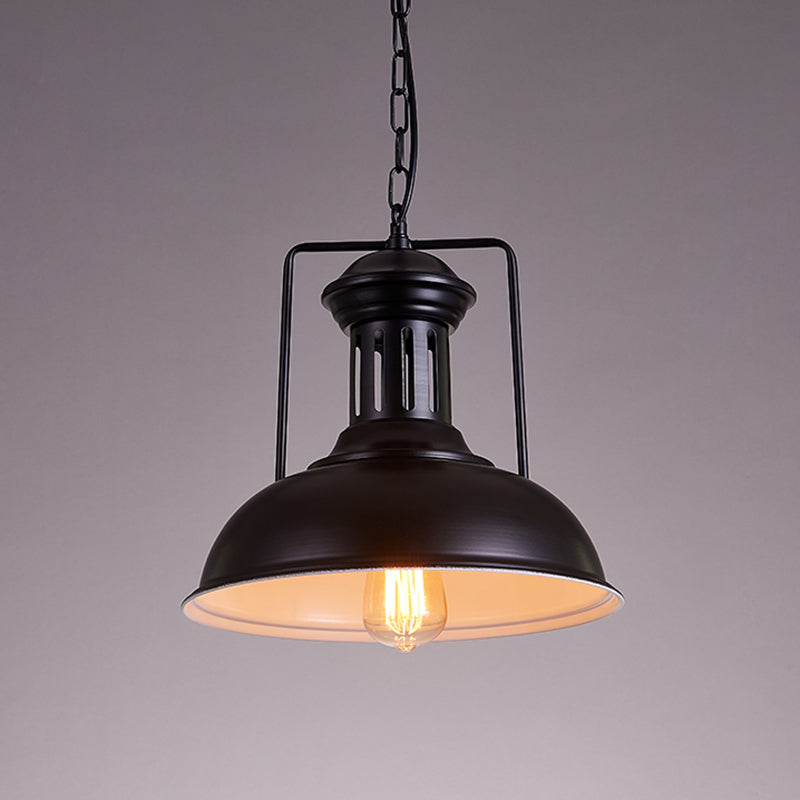 Iron Black Ceiling Pendant Bowl Shade 1-Head Industrial Style Hanging Lighting for Dining Room, 12.5"/16.5" Wide Clearhalo 'Art Deco Pendants' 'Black' 'Cast Iron' 'Ceiling Lights' 'Ceramic' 'Crystal' 'Industrial Pendants' 'Industrial' 'Metal' 'Middle Century Pendants' 'Pendant Lights' 'Pendants' 'Rustic Pendants' 'Tiffany' Lighting' 2181952