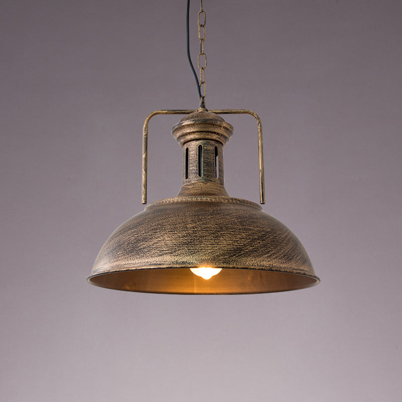 12.5"/16.5" W Metal Bowl Ceiling Lamp Factory Style 1 Bulb Restaurant Hanging Pendant Light in Rust/Bronze Clearhalo 'Art Deco Pendants' 'Cast Iron' 'Ceiling Lights' 'Ceramic' 'Crystal' 'Industrial Pendants' 'Industrial' 'Metal' 'Middle Century Pendants' 'Pendant Lights' 'Pendants' 'Tiffany' Lighting' 2181958