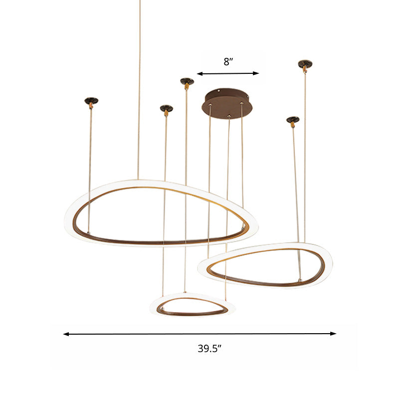 Tiered Ceiling Chandelier Simple Acrylic 3/4 Heads Brown Pendant Light Fixture in White/Warm/Natural Light Clearhalo 'Ceiling Lights' 'Chandeliers' 'Modern Chandeliers' 'Modern' Lighting' 218196