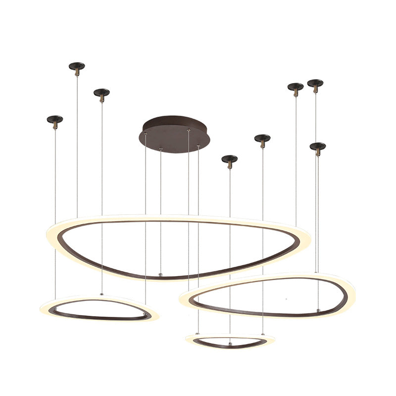 Tiered Ceiling Chandelier Simple Acrylic 3/4 Heads Brown Pendant Light Fixture in White/Warm/Natural Light Clearhalo 'Ceiling Lights' 'Chandeliers' 'Modern Chandeliers' 'Modern' Lighting' 218199