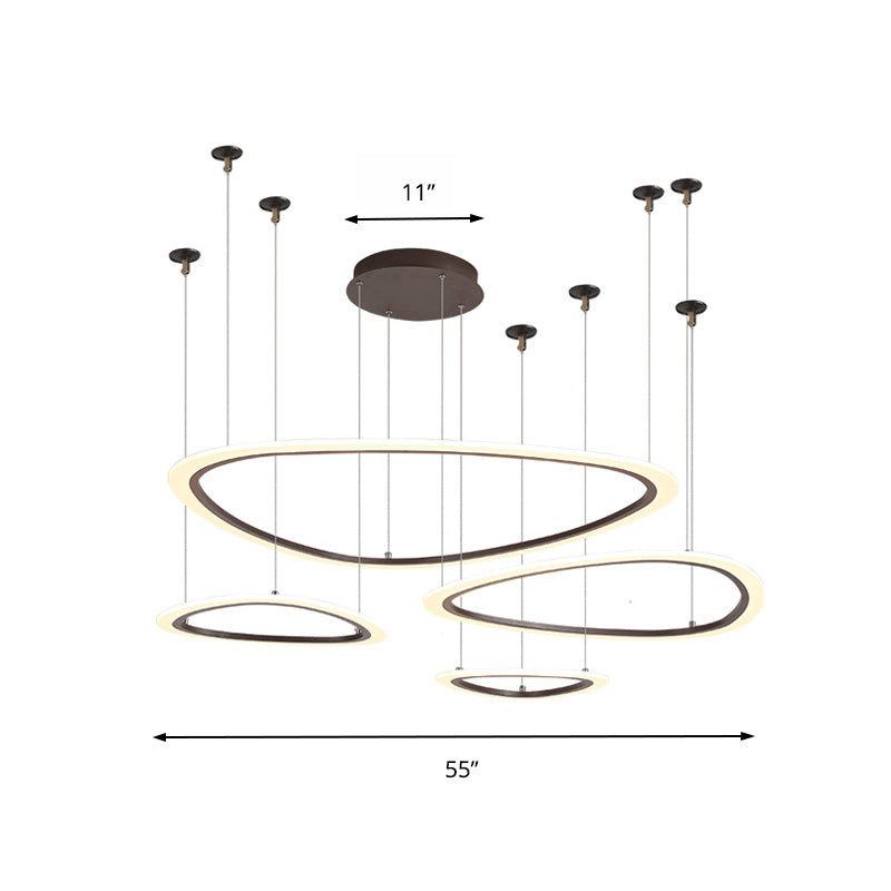 Tiered Ceiling Chandelier Simple Acrylic 3/4 Heads Brown Pendant Light Fixture in White/Warm/Natural Light Clearhalo 'Ceiling Lights' 'Chandeliers' 'Modern Chandeliers' 'Modern' Lighting' 218200