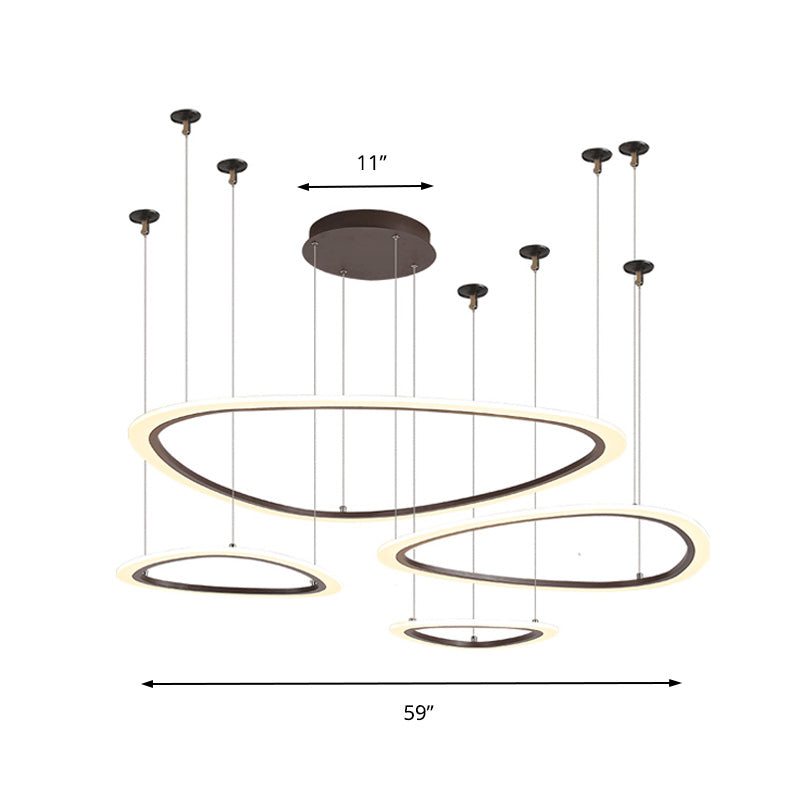 Tiered Ceiling Chandelier Simple Acrylic 3/4 Heads Brown Pendant Light Fixture in White/Warm/Natural Light Clearhalo 'Ceiling Lights' 'Chandeliers' 'Modern Chandeliers' 'Modern' Lighting' 218201