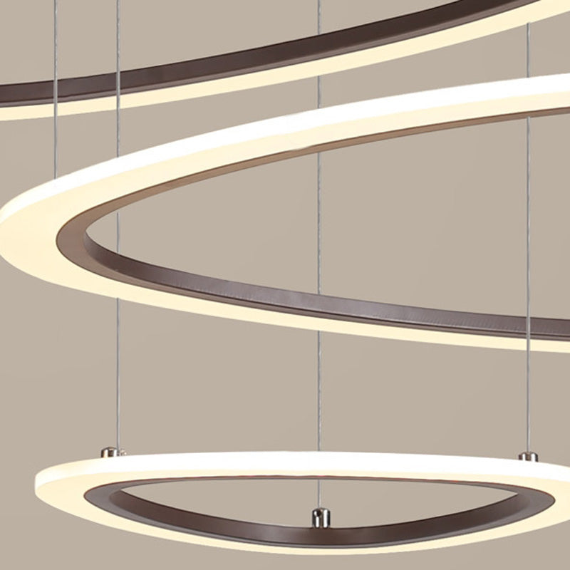 Tiered Ceiling Chandelier Simple Acrylic 3/4 Heads Brown Pendant Light Fixture in White/Warm/Natural Light Clearhalo 'Ceiling Lights' 'Chandeliers' 'Modern Chandeliers' 'Modern' Lighting' 218202