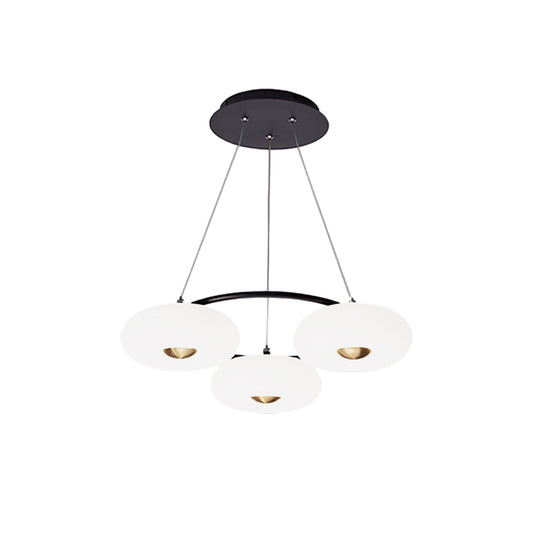 Donut Dining Room Ceiling Chandelier Acrylic 3-Head Modern LED Hanging Pendant Light in Black and White Clearhalo 'Ceiling Lights' 'Chandeliers' 'Modern Chandeliers' 'Modern' Lighting' 2182080