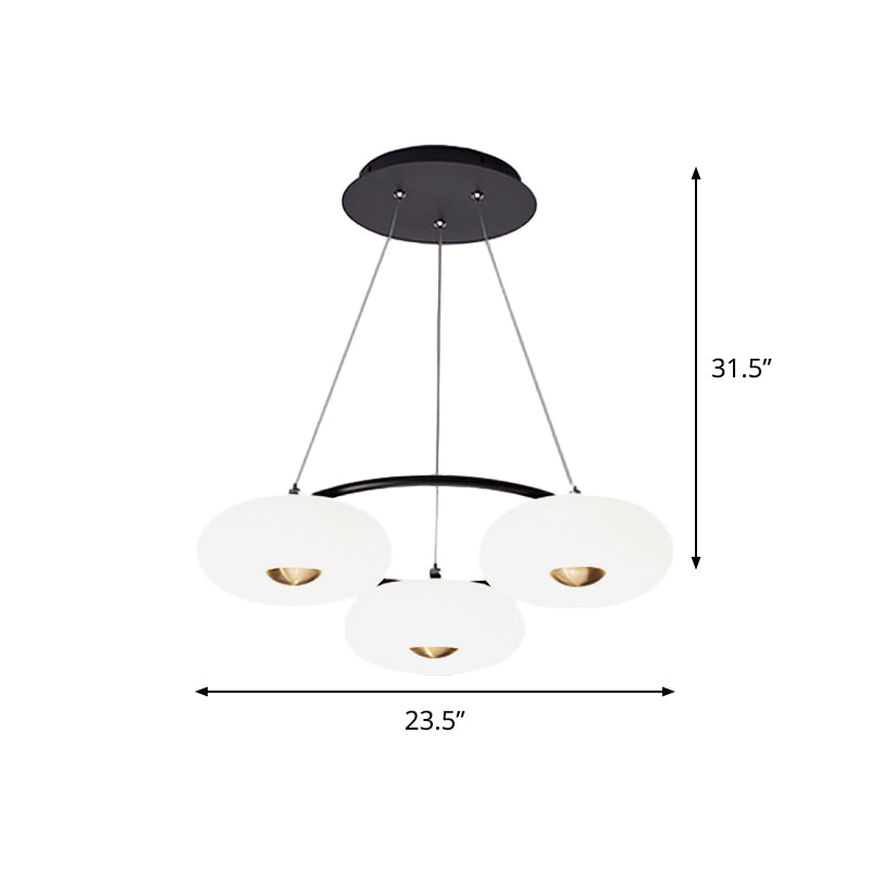 Donut Dining Room Ceiling Chandelier Acrylic 3-Head Modern LED Hanging Pendant Light in Black and White Clearhalo 'Ceiling Lights' 'Chandeliers' 'Modern Chandeliers' 'Modern' Lighting' 2182082
