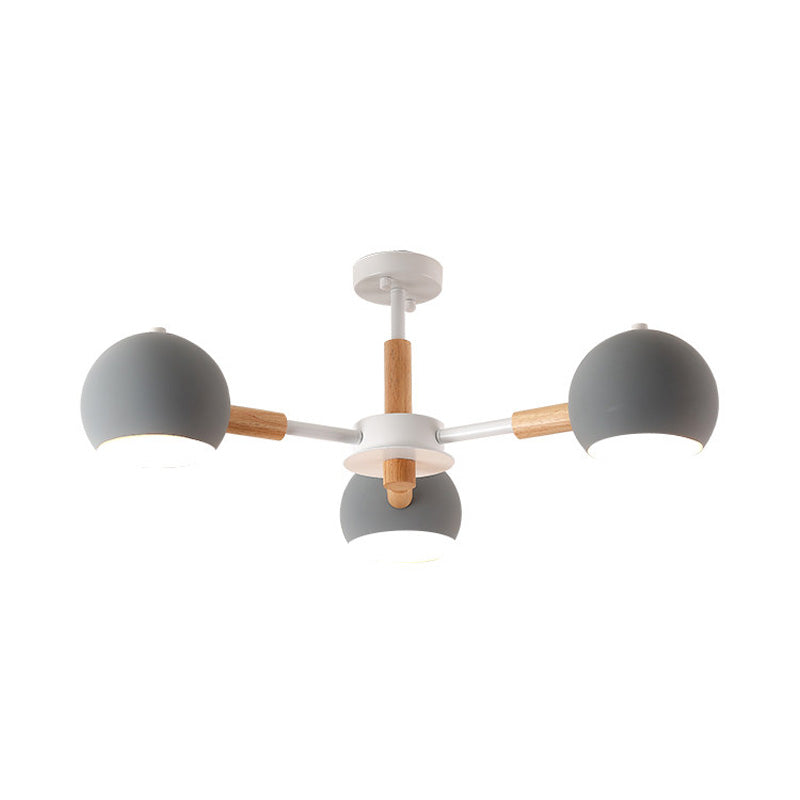 Grey/White Ball Pendant Chandelier Modernism Metal 3/6/8 Heads Hanging Ceiling Light for Living Room Clearhalo 'Ceiling Lights' 'Chandeliers' 'Modern Chandeliers' 'Modern' Lighting' 218255