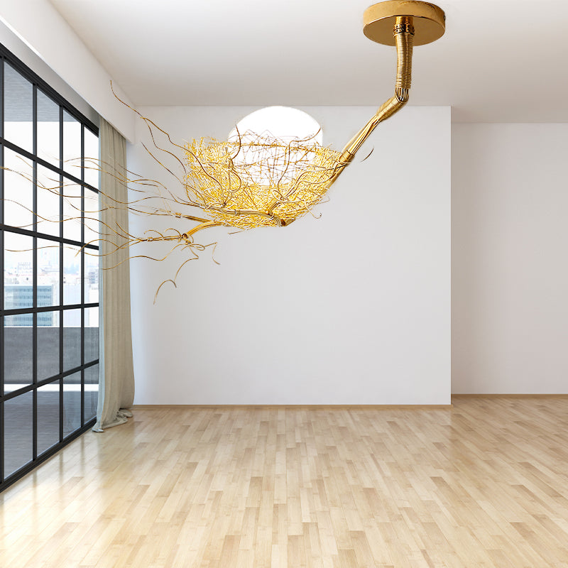 1/2/3 Lights Living Room Chandelier Artistry Golden Pendant Light Fixture with Egg Matte White Glass Shade Clearhalo 'Ceiling Lights' 'Chandeliers' Lighting' options 218288