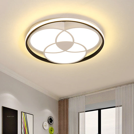 Black and White Round Flush Ceiling Light Simple LED Acrylic Ceiling Mounted Fixture in Warm/White Light Black-White Clearhalo 'Ceiling Lights' 'Close To Ceiling Lights' 'Close to ceiling' 'Flush mount' Lighting' 218351