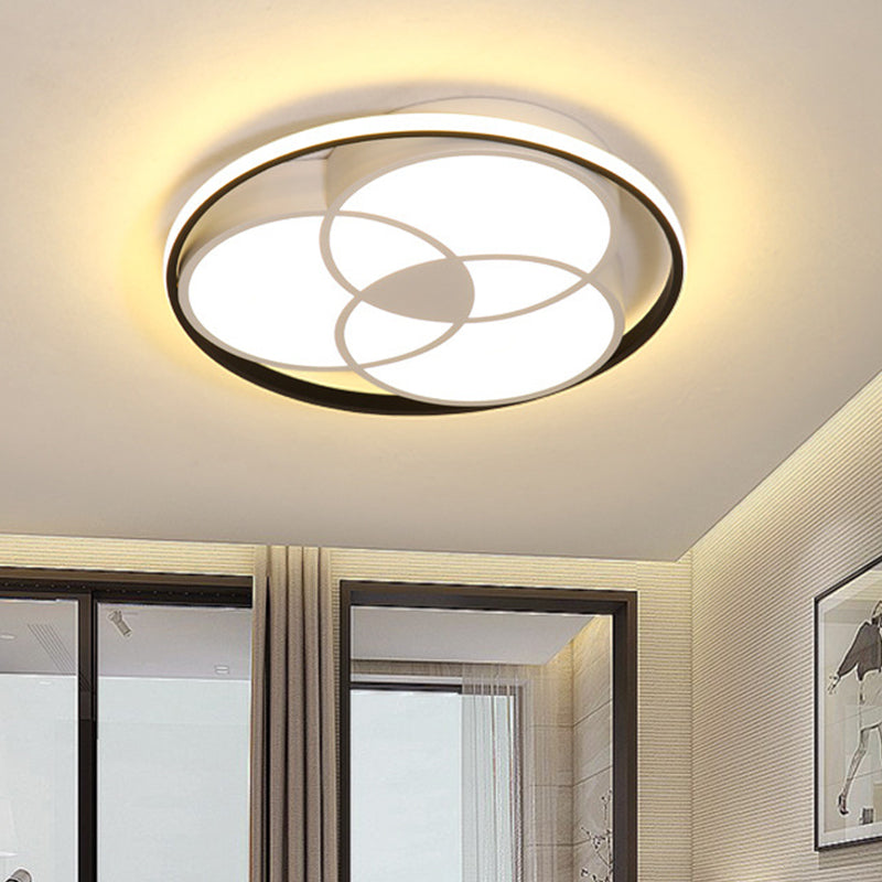 Black and White Round Flush Ceiling Light Simple LED Acrylic Ceiling Mounted Fixture in Warm/White Light Clearhalo 'Ceiling Lights' 'Close To Ceiling Lights' 'Close to ceiling' 'Flush mount' Lighting' 218352