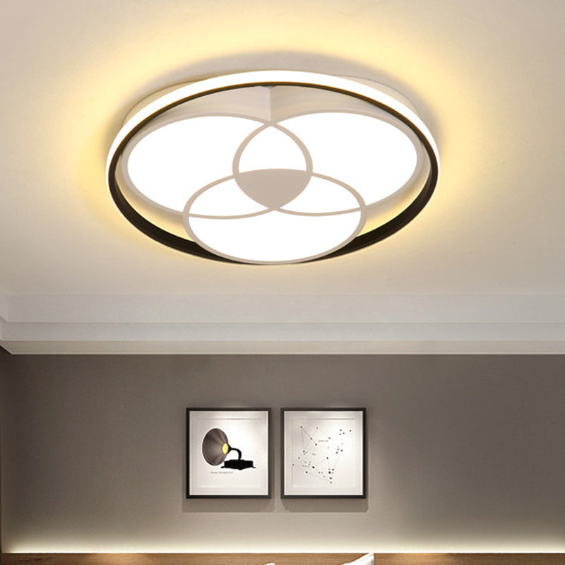 Black and White Round Flush Ceiling Light Simple LED Acrylic Ceiling Mounted Fixture in Warm/White Light Clearhalo 'Ceiling Lights' 'Close To Ceiling Lights' 'Close to ceiling' 'Flush mount' Lighting' 218353