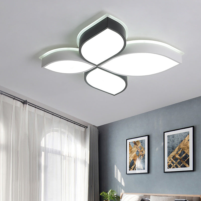 18"/23.5" Wide Bedroom LED Flush Mount Minimalist Acrylic Shaded Black and White Leaf Ceiling Light Fixture, White Light Clearhalo 'Ceiling Lights' 'Close To Ceiling Lights' 'Close to ceiling' 'Flush mount' Lighting' 218354