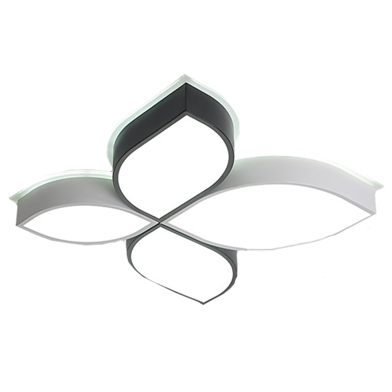 18"/23.5" Wide Bedroom LED Flush Mount Minimalist Acrylic Shaded Black and White Leaf Ceiling Light Fixture, White Light Clearhalo 'Ceiling Lights' 'Close To Ceiling Lights' 'Close to ceiling' 'Flush mount' Lighting' 218356