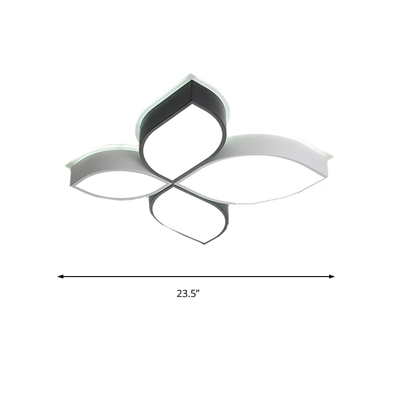 18"/23.5" Wide Bedroom LED Flush Mount Minimalist Acrylic Shaded Black and White Leaf Ceiling Light Fixture, White Light Clearhalo 'Ceiling Lights' 'Close To Ceiling Lights' 'Close to ceiling' 'Flush mount' Lighting' 218358