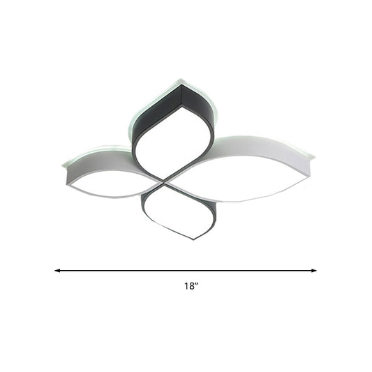 18"/23.5" Wide Bedroom LED Flush Mount Minimalist Acrylic Shaded Black and White Leaf Ceiling Light Fixture, White Light Clearhalo 'Ceiling Lights' 'Close To Ceiling Lights' 'Close to ceiling' 'Flush mount' Lighting' 218359