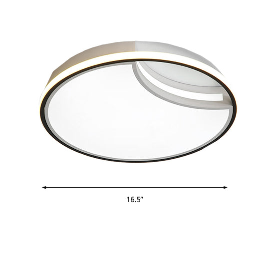 16.5"/20.5" Dia White Segment Bedroom Flush Mount Lamp Simplicity LED Acrylic Flushmount Lighting in Warm Light Clearhalo 'Ceiling Lights' 'Close To Ceiling Lights' 'Close to ceiling' 'Flush mount' Lighting' 218371