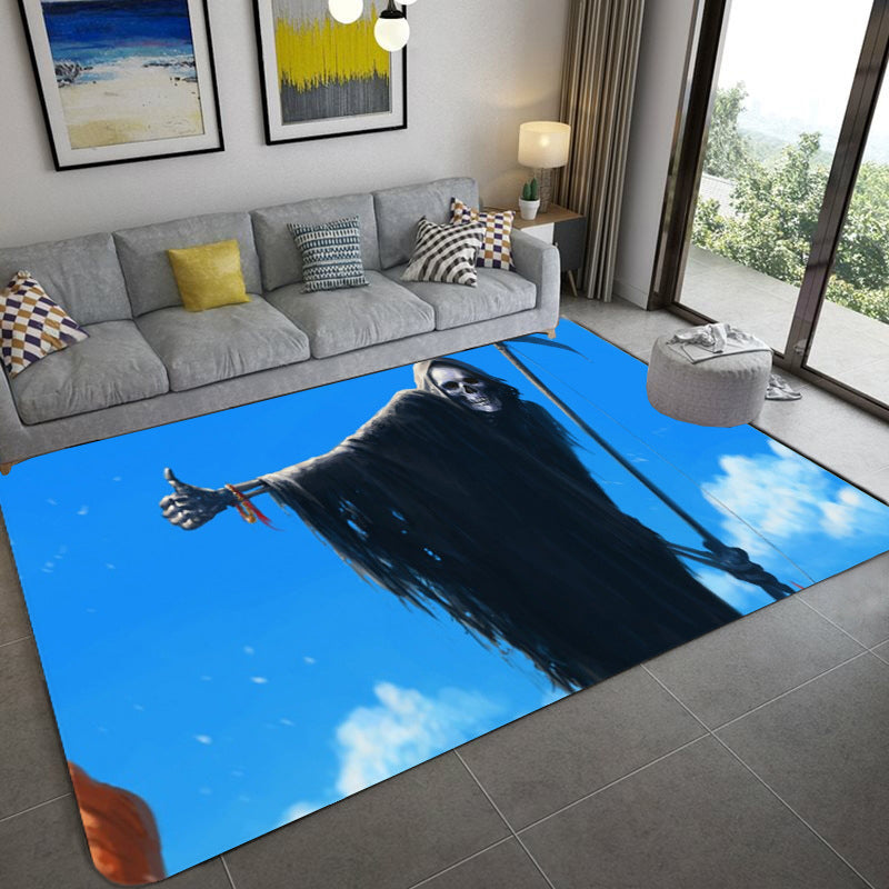 Hip Hop Living Room Rug Black Optical Illusions Skull Carpet Polypropylene Stain Resistant Pet Friendly Anti-Slip Backing Area Rug Black Design 8 Clearhalo 'Area Rug' 'Rug' 2183724