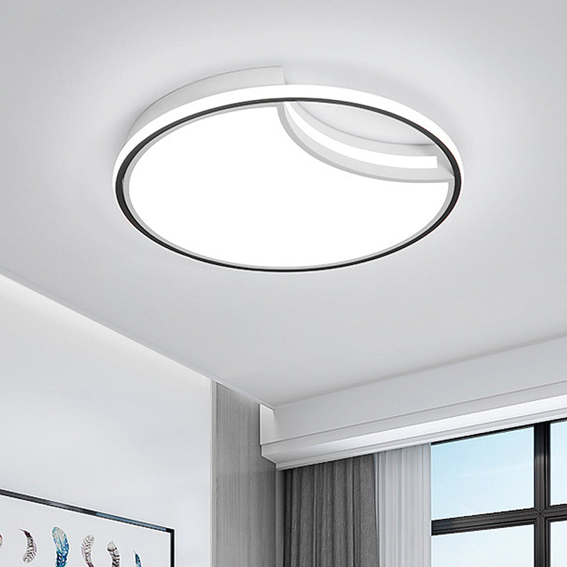 16.5"/20.5" Dia White Segment Bedroom Flush Mount Lamp Simplicity LED Acrylic Flushmount Lighting in Warm Light White 20.5" Clearhalo 'Ceiling Lights' 'Close To Ceiling Lights' 'Close to ceiling' 'Flush mount' Lighting' 218373