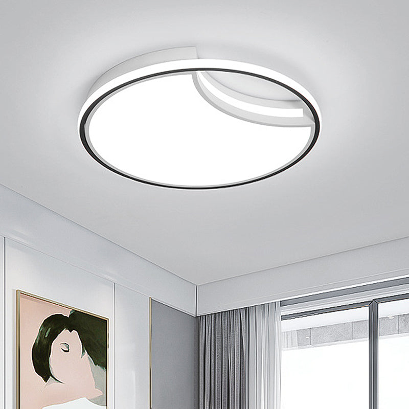 16.5"/20.5" Dia White Segment Bedroom Flush Mount Lamp Simplicity LED Acrylic Flushmount Lighting in Warm Light White 16.5" Clearhalo 'Ceiling Lights' 'Close To Ceiling Lights' 'Close to ceiling' 'Flush mount' Lighting' 218374