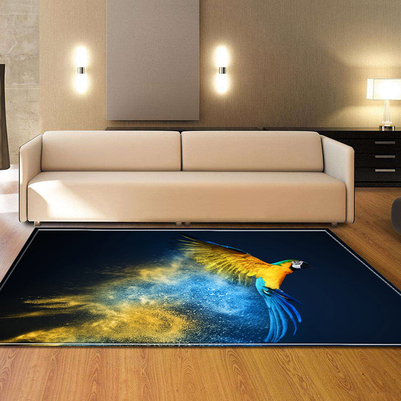 Trendy Contemporary Indoor Rug Multi Colored Graphic Print Rug Anti-Slip Machine Washable Stain Resistant Rug for Family Room Black-Blue Clearhalo 'Area Rug' 'Rug' 2183758