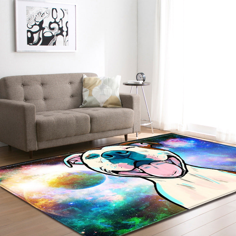 Cool Funky Area Rug Multi-Color Bulldog Print Carpet Machine Washable Stain Resistant Anti-Slip Rug for Home Decoration Aqua Clearhalo 'Area Rug' 'Rug' 2183768