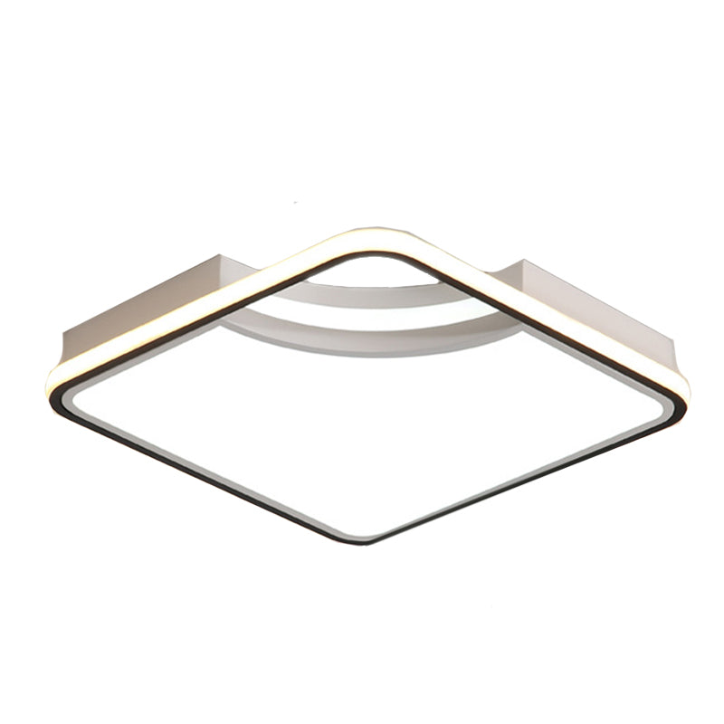 Rhombus Acrylic Flush Ceiling Lamp 16.5"/20.5" Wide Minimalist Bedroom Ceiling Mount Light Fixture in White Light Clearhalo 'Ceiling Lights' 'Close To Ceiling Lights' 'Close to ceiling' 'Flush mount' Lighting' 218377