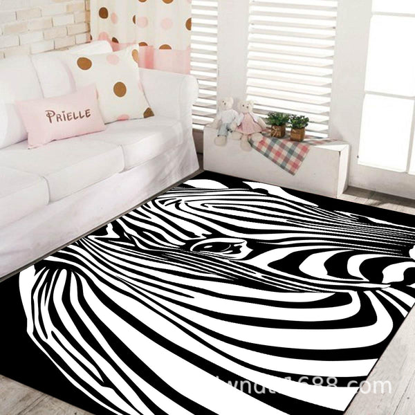 Black and White Novelty Rug Polypropylene Optical Illusions Geometrical Carpet  Stain Resistant Pet Friendly Anti-Slip Rug for Home - Clearhalo