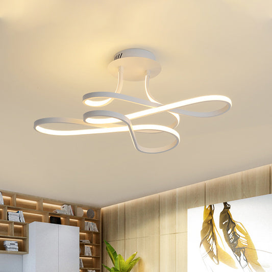 Living Room Chaos Flush Light Modernist LED Black/White/Gold Acrylic Shaded Ceiling Mount Light Fixture, White Light Clearhalo 'Ceiling Lights' 'Close To Ceiling Lights' 'Close to ceiling' 'Semi-flushmount' Lighting' 218391