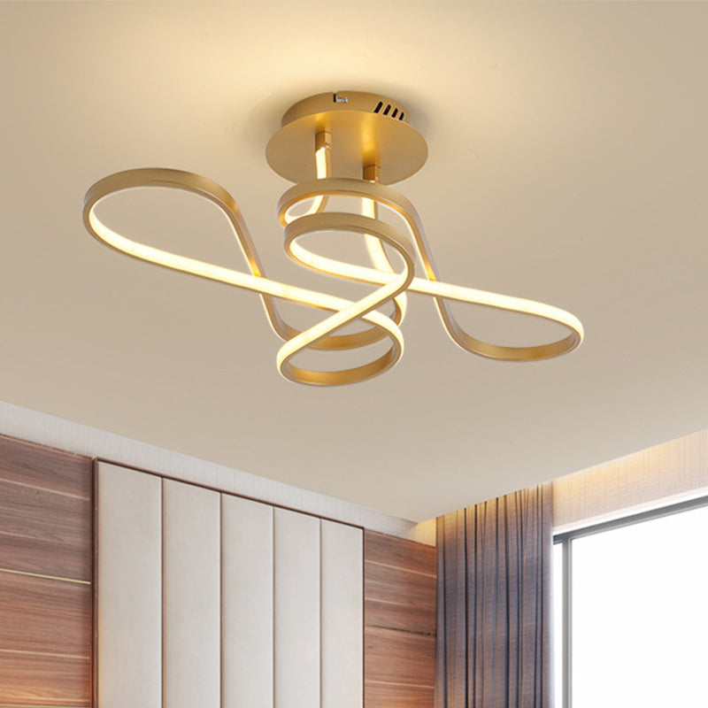 Living Room Chaos Flush Light Modernist LED Black/White/Gold Acrylic Shaded Ceiling Mount Light Fixture, White Light Gold Clearhalo 'Ceiling Lights' 'Close To Ceiling Lights' 'Close to ceiling' 'Semi-flushmount' Lighting' 218394