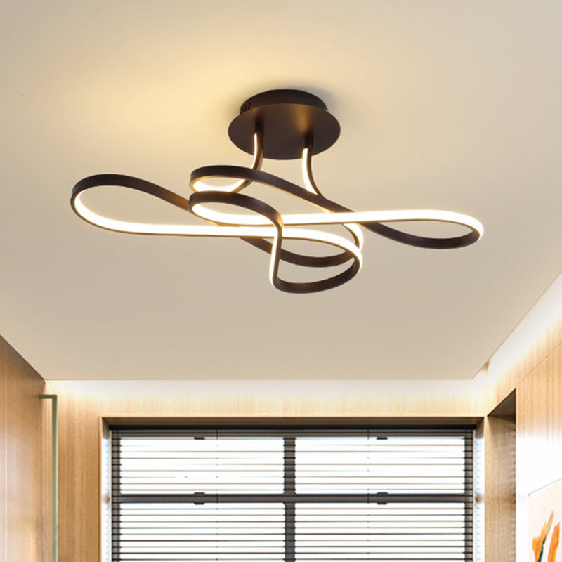 Living Room Chaos Flush Light Modernist LED Black/White/Gold Acrylic Shaded Ceiling Mount Light Fixture, White Light Black Clearhalo 'Ceiling Lights' 'Close To Ceiling Lights' 'Close to ceiling' 'Semi-flushmount' Lighting' 218397