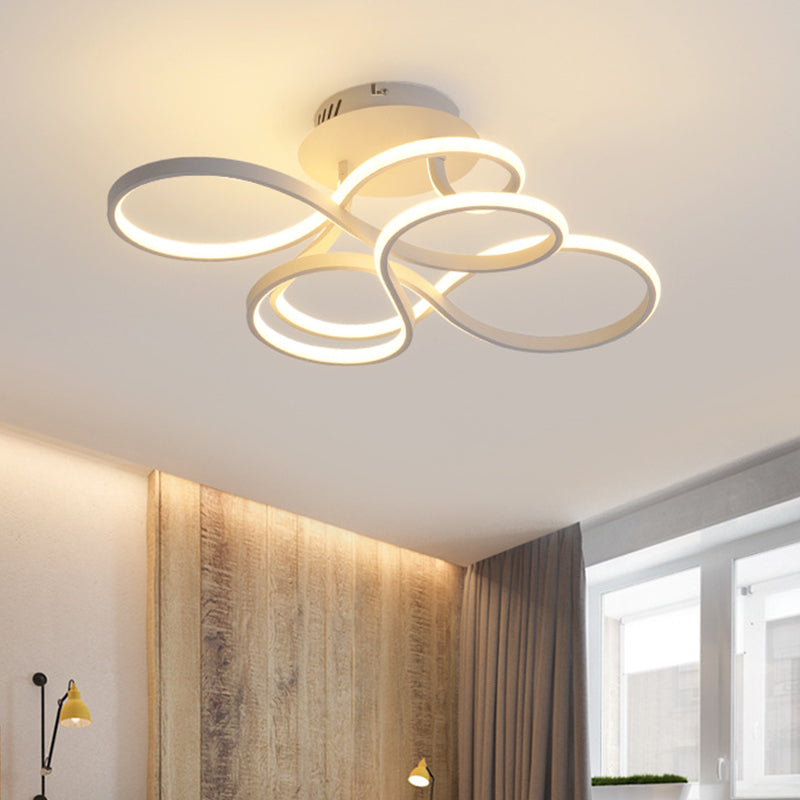 Acrylic Twisted Semi Flush Mount Fixture Contemporary Black/Gold/White LED Ceiling Mounted Light, White Light White Clearhalo 'Ceiling Lights' 'Close To Ceiling Lights' 'Close to ceiling' Lighting' 218400