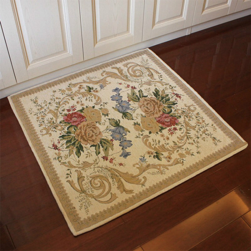 Multicolor Door Rug Retro Peony Carpet Cotton Non-Slip Pet Friendly Washable Indoor Rug Clearhalo 'Area Rug' 'Rugs' 'Shabby Chic' Rug' 2184016