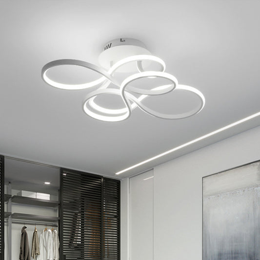 Acrylic Twisted Semi Flush Mount Fixture Contemporary Black/Gold/White LED Ceiling Mounted Light, White Light Clearhalo 'Ceiling Lights' 'Close To Ceiling Lights' 'Close to ceiling' Lighting' 218401