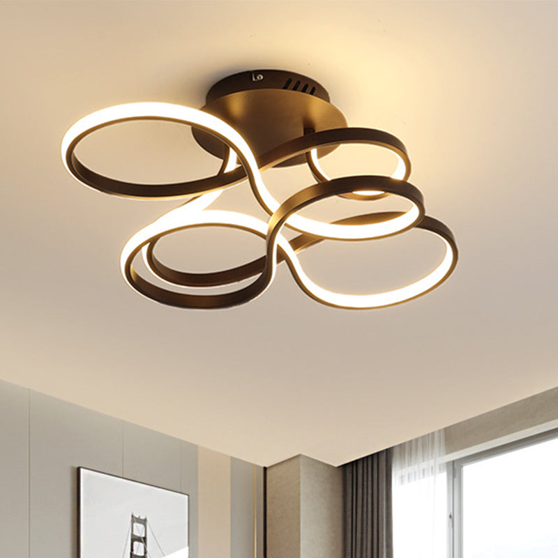 Acrylic Twisted Semi Flush Mount Fixture Contemporary Black/Gold/White LED Ceiling Mounted Light, White Light Black Clearhalo 'Ceiling Lights' 'Close To Ceiling Lights' 'Close to ceiling' Lighting' 218407