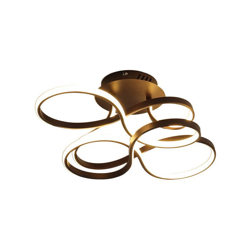 Acrylic Twisted Semi Flush Mount Fixture Contemporary Black/Gold/White LED Ceiling Mounted Light, White Light Clearhalo 'Ceiling Lights' 'Close To Ceiling Lights' 'Close to ceiling' Lighting' 218408