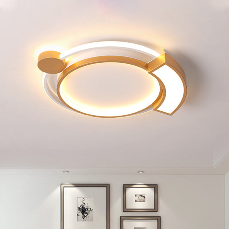 16"/19.5" Dia Orbit Acrylic LED Flush Ceiling Light Modernist Black/Gold Ceiling Flush Mount, White Light Gold 19.5" Clearhalo 'Ceiling Lights' 'Close To Ceiling Lights' 'Close to ceiling' 'Flush mount' Lighting' 218433