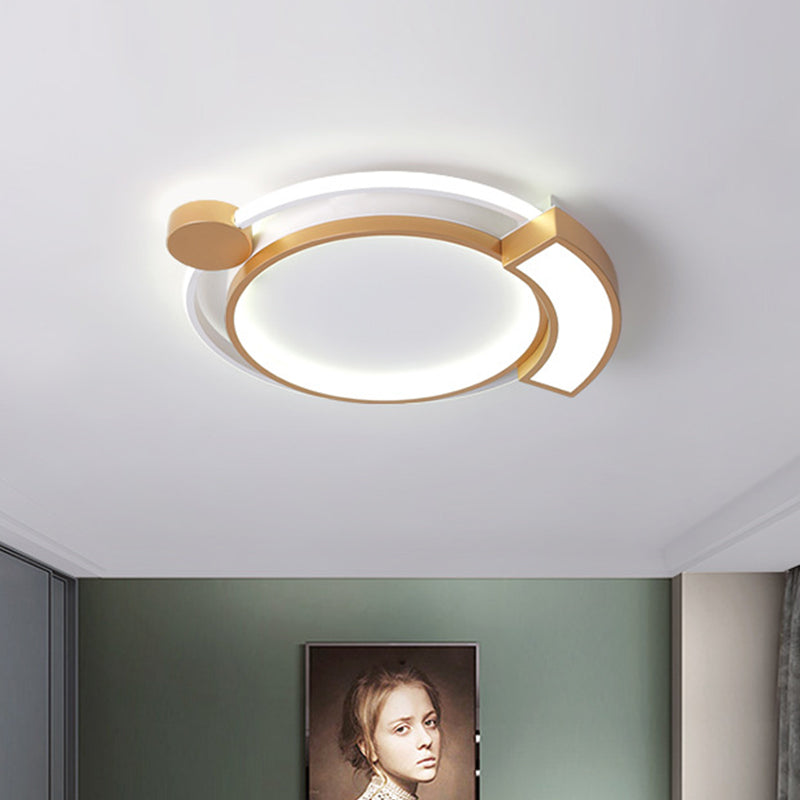 16"/19.5" Dia Orbit Acrylic LED Flush Ceiling Light Modernist Black/Gold Ceiling Flush Mount, White Light Gold 16" Clearhalo 'Ceiling Lights' 'Close To Ceiling Lights' 'Close to ceiling' 'Flush mount' Lighting' 218434