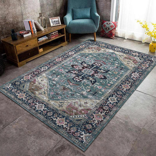 Multi-Color Traditional Rug Polyester Floral Print Rug Stain Resistant Non-Slip Backing Pet Friendly Rug for Guest Room Blue Clearhalo 'Area Rug' 'Rugs' 'Shabby Chic' Rug' 2184359