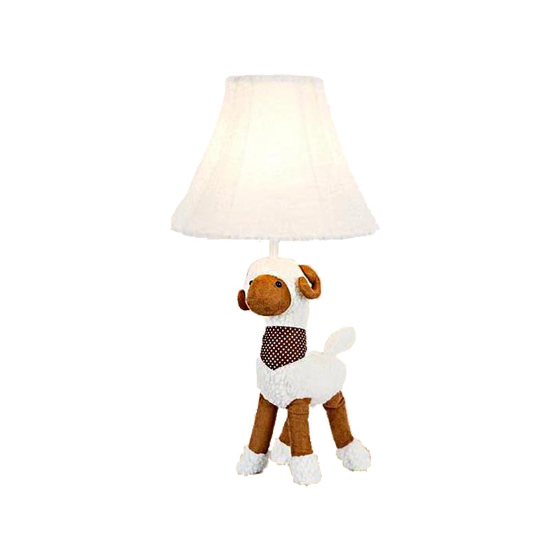 White Bell Shade Table Lamp Contemporary Style 1 Head Fabric Table Lighting with Alpaca Decoration Clearhalo 'Lamps' 'Table Lamps' Lighting' 218442