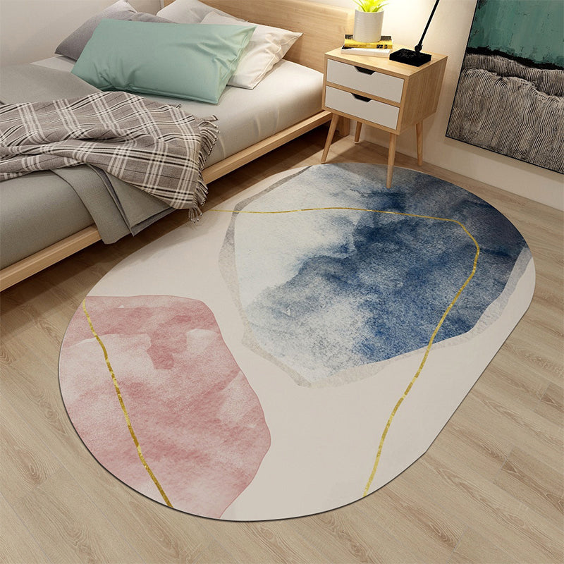 Nordic Bedside Rug Multicolor Abstract Colorblock Rug Polyester Anti-Slip Backing Pet Friendly Washable Indoor Rug Blue Clearhalo 'Area Rug' 'Modern' 'Rugs' Rug' 2184441