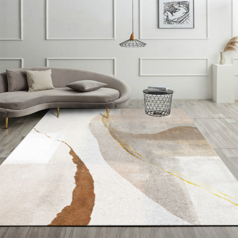 Multi Color Contemporary Rug Synthetics Abstract Geometry Carpet Non-Slip Stain Resistant Washable Rug for Sitting Room White-Brown Clearhalo 'Area Rug' 'Modern' 'Rugs' Rug' 2184466