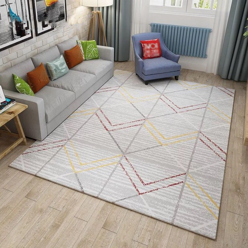 Multi Color Contemporary Rug Synthetics Abstract Geometry Carpet Non-Slip Stain Resistant Washable Rug for Sitting Room Light Gray Clearhalo 'Area Rug' 'Modern' 'Rugs' Rug' 2184469